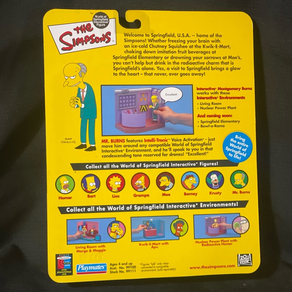 2000 The Simpsons MONTGOMERY BURNS World of Springfield Interactive Figure - Picture 2 of 2